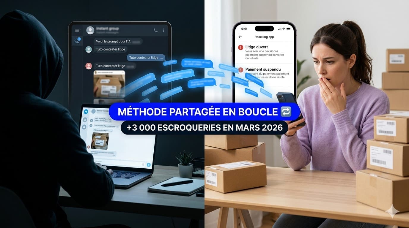 Groupes Telegram diffusant les méthodes d'arnaque IA Vinted — effet viral de la fraude Refund IA en mars 2026