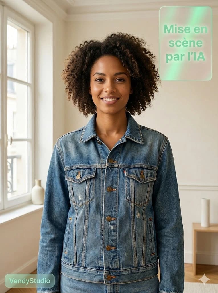 Exemple de photo Vinted optimale avec VendyStudio - fond neutre, éclairage optimal, nette, validée par l'IA