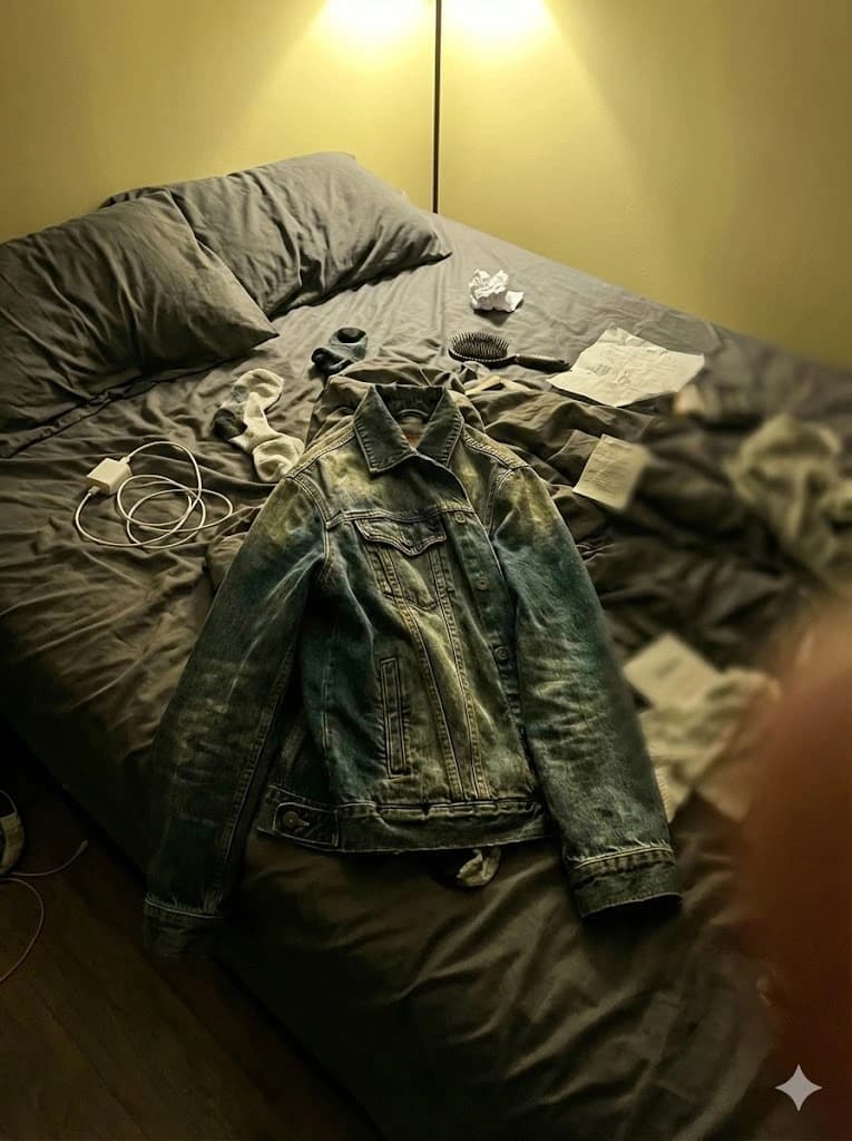 Exemple de photo Vinted red flag - fond encombré, éclairage mauvais, floue, risque de ban