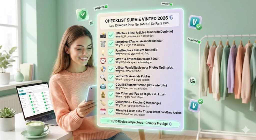 Checklist de survie Vinted 2026 - Les 10 rÚgles pour ne jamais se faire bannir et protéger son compte