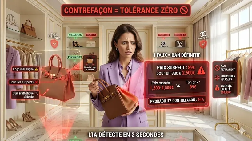 Alerte contrefaçon Vinted 2026 : comment l'IA détecte les faux articles et articles interdits