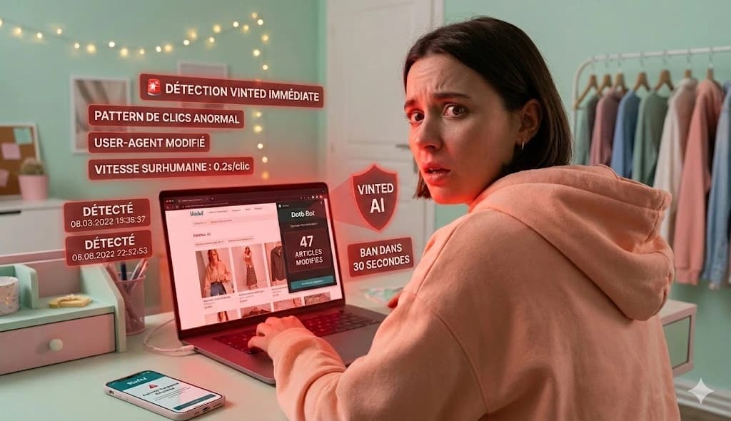 Bots Vinted 2026 - Liste noire complète des outils d'automatisation qui font bannir : Dotb Bot, Vendoo, Clemz, GitHub bots