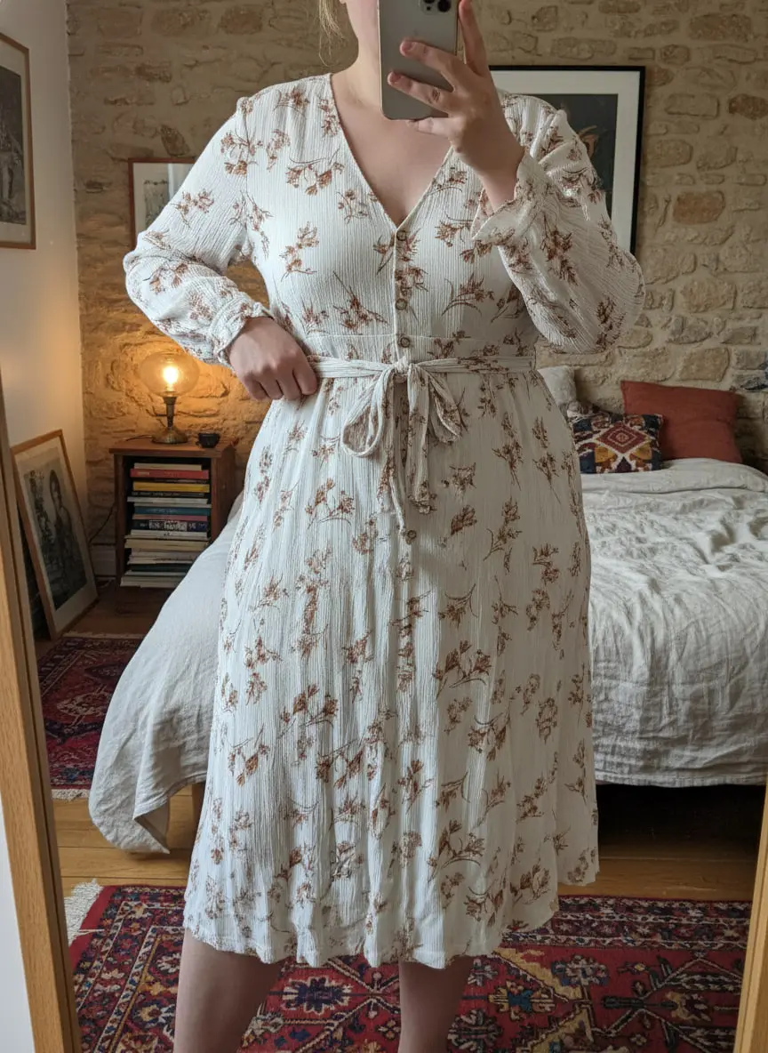 Robe portée par un mannequin virtuel généré par IA VendyStudio — ✅ L'effet VendyStudio