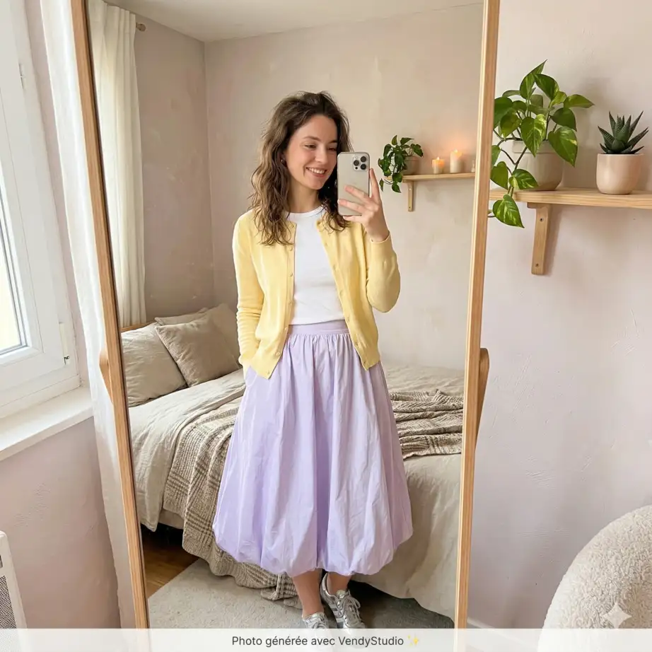 Tenue tendance printemps 2026 transformée par VendyStudio - photo IA professionnelle