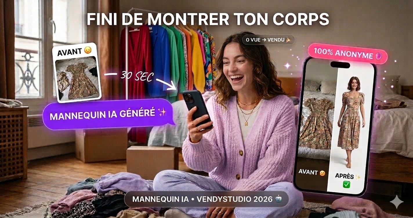Vinted IA mannequin virtuel : photo de vêtement porté généré par intelligence artificielle